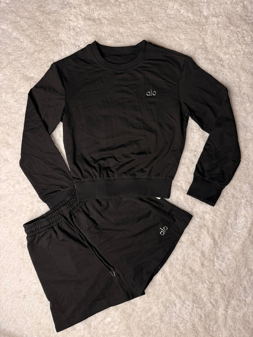 Black Alo Sweatshirt/Shorts Set