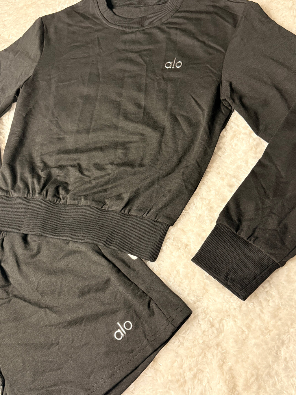 Black Alo Sweatshirt/Shorts Set
