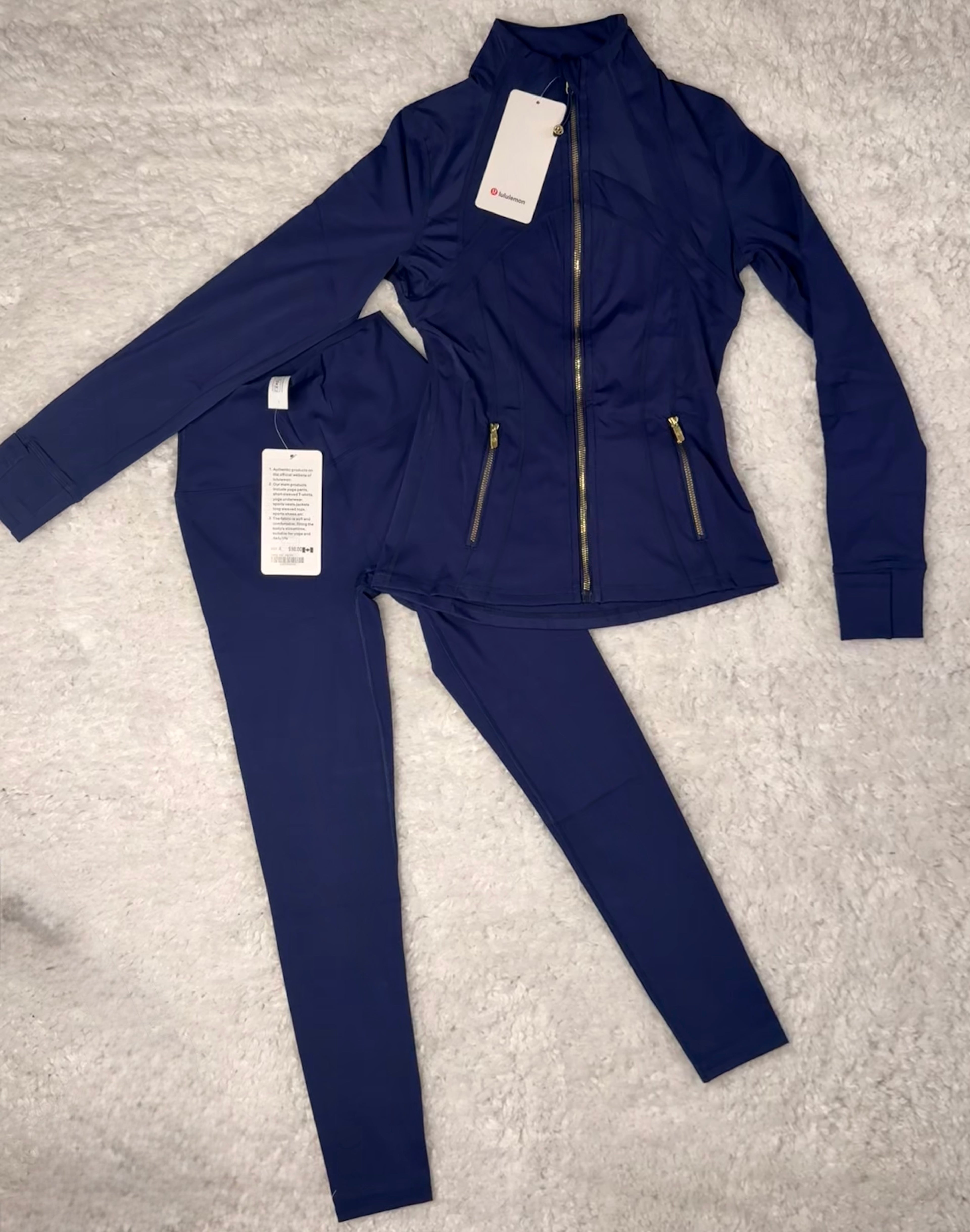 Navy Blue Lululemon Define Set Gold Zipper