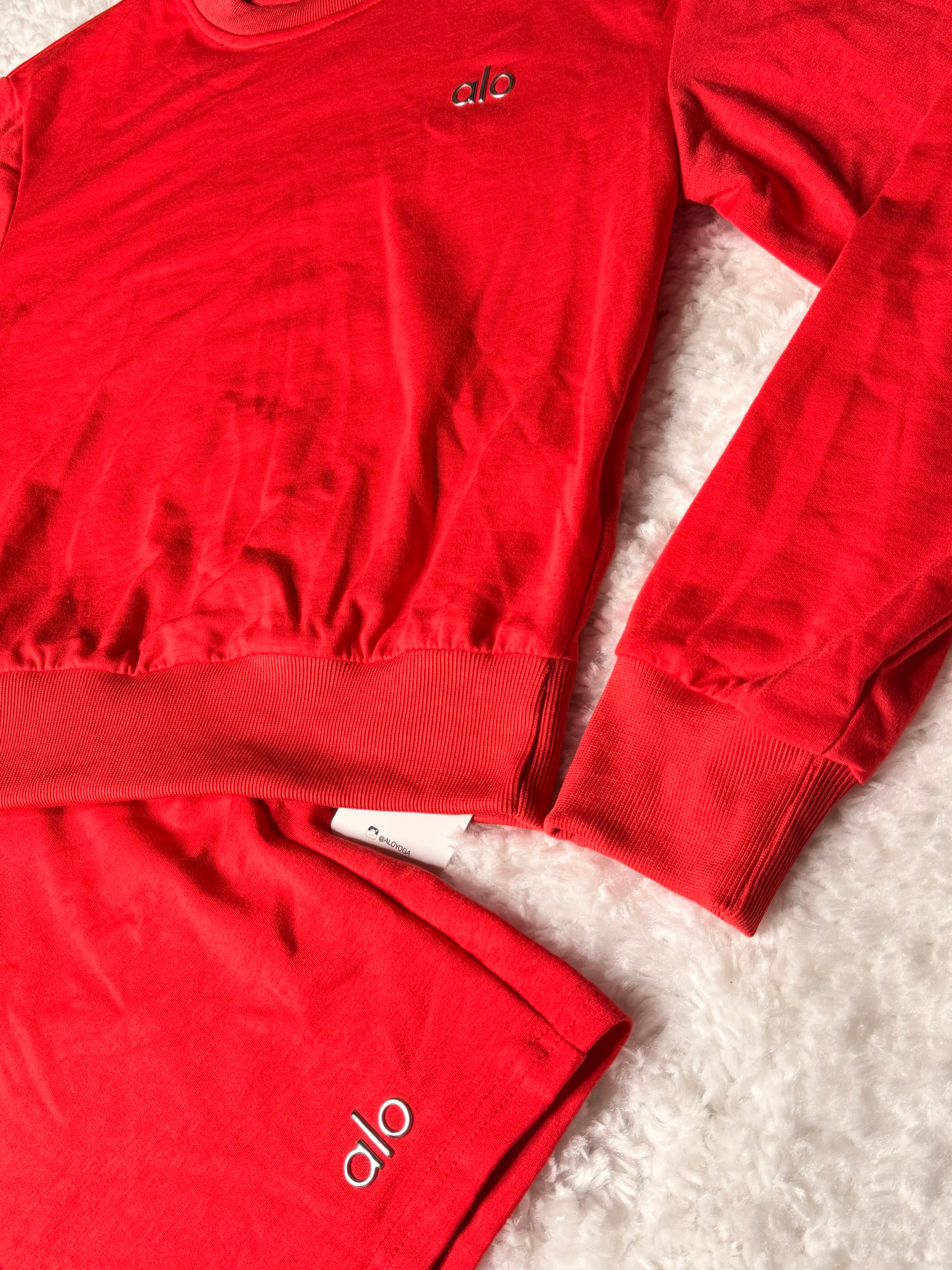 Red Alo Sweatshirt/Shorts Set