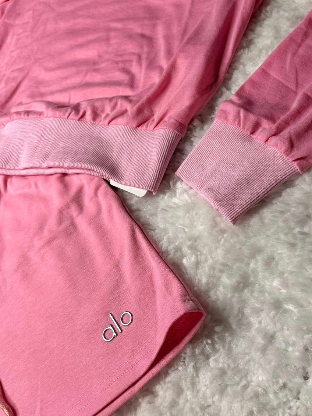 Pink Alo Sweatshirt/Shorts Set