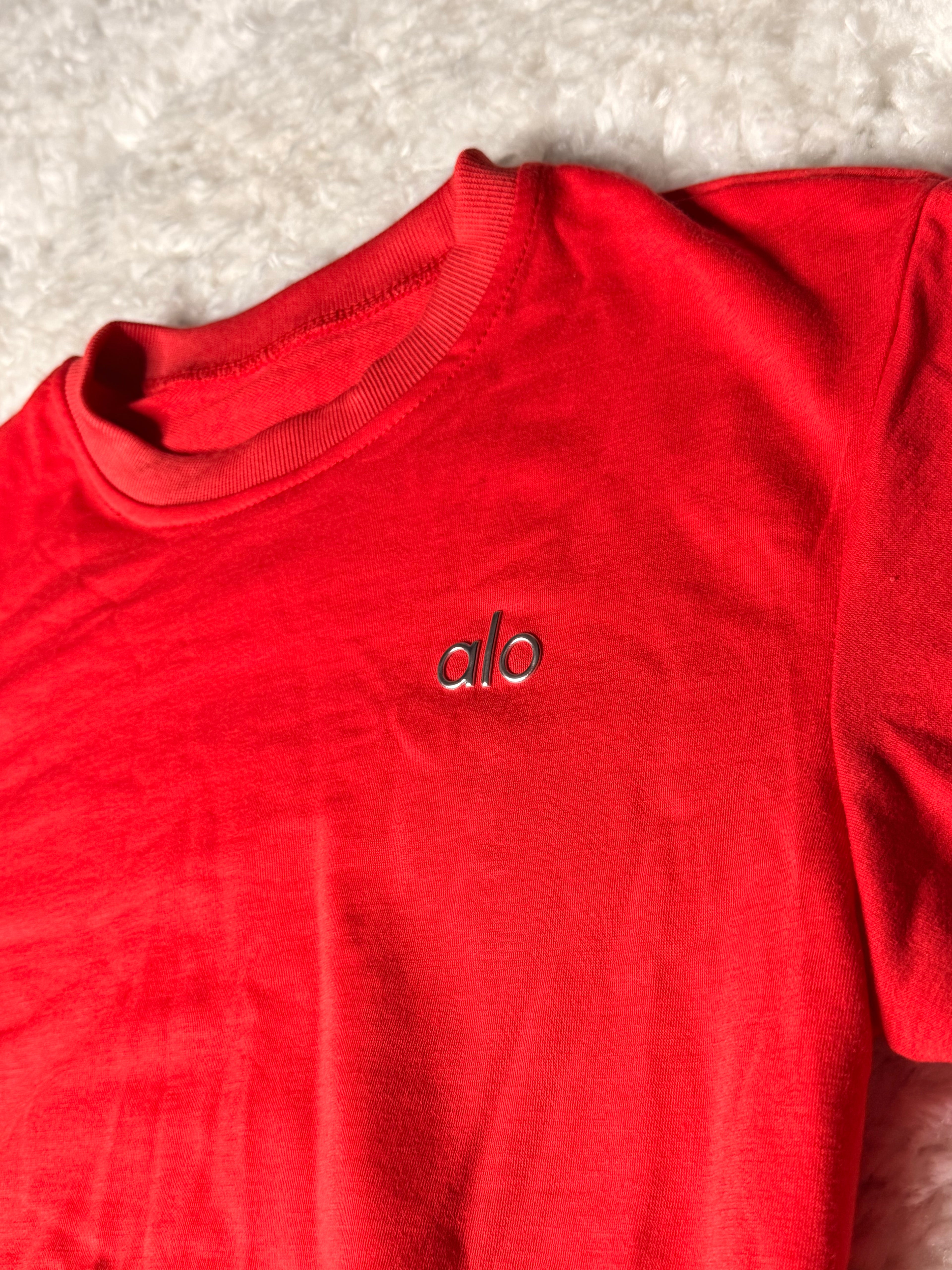 Red Alo Sweatshirt/Shorts Set