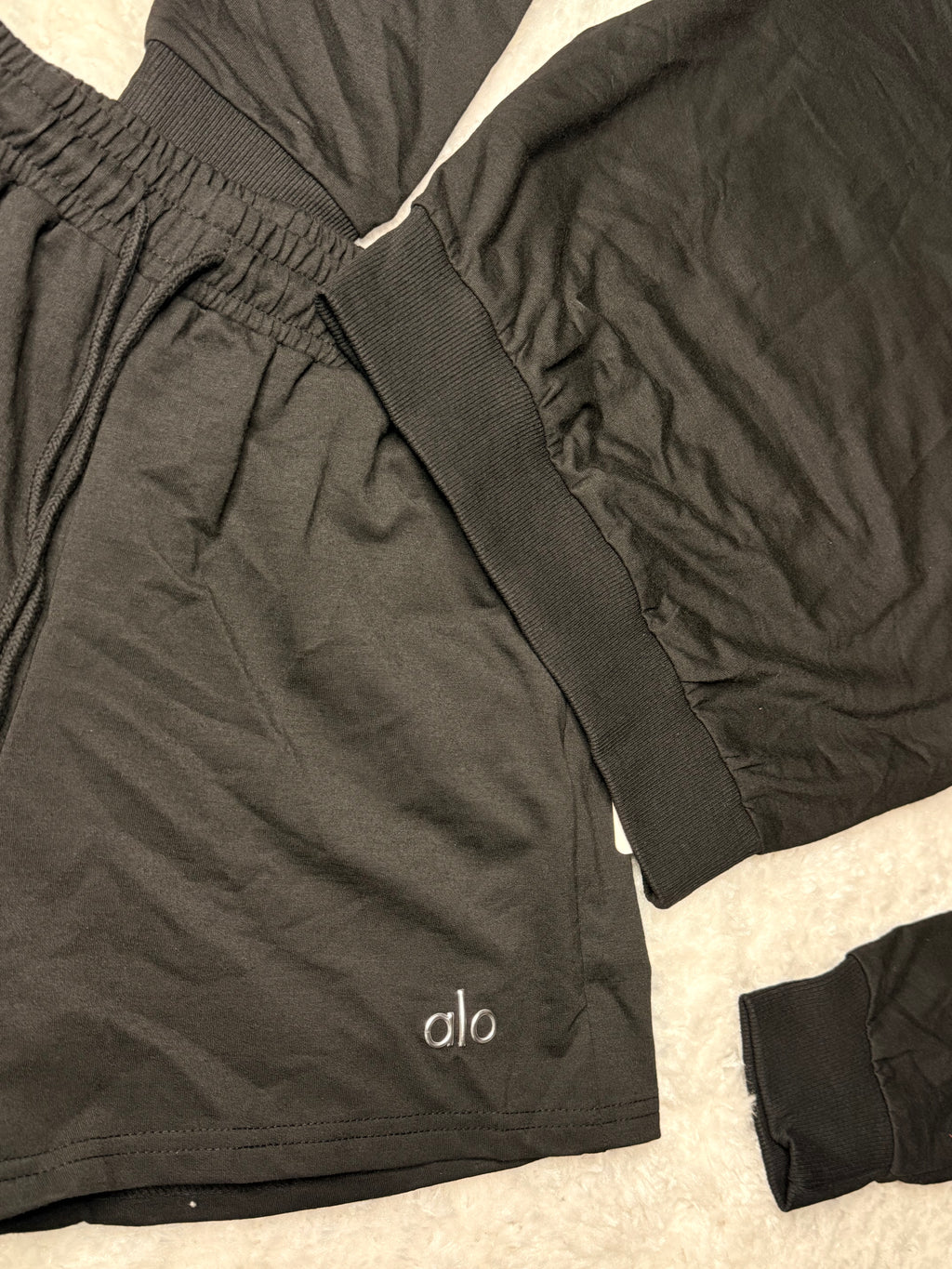 Black Alo Sweatshirt/Shorts Set